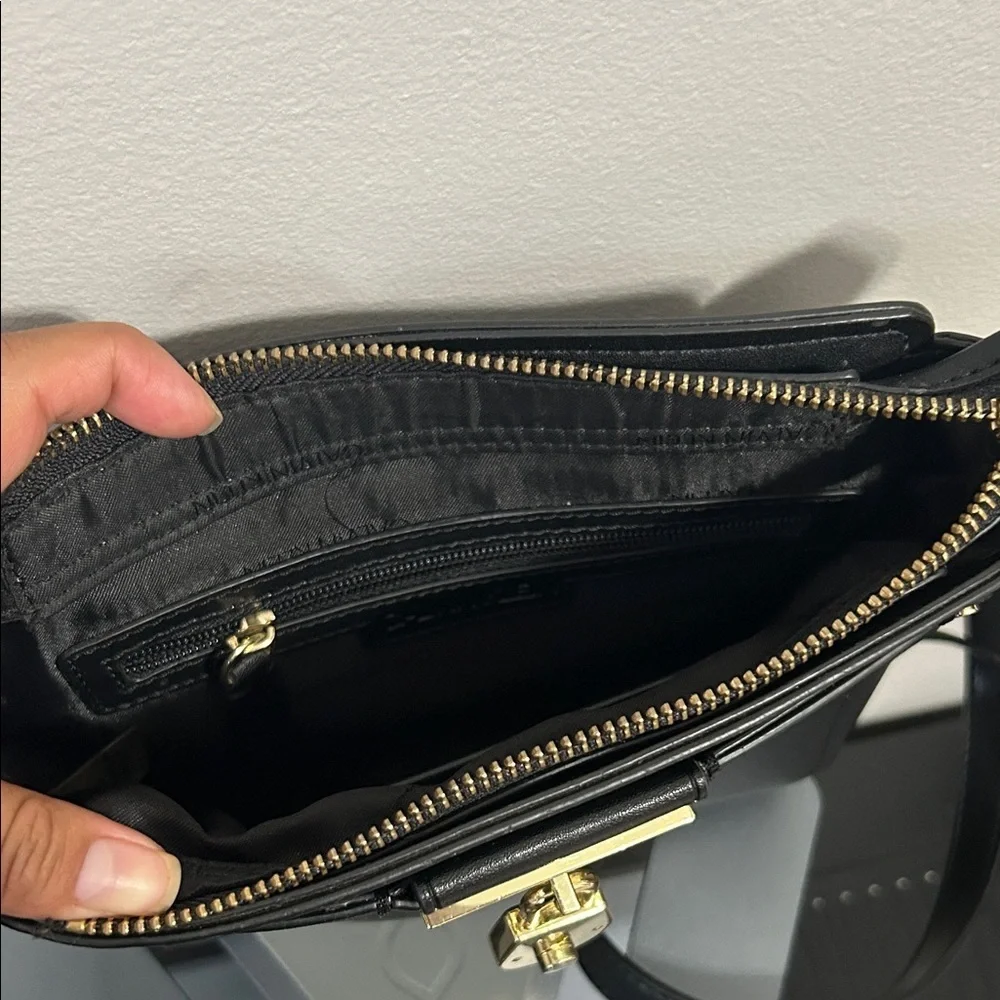 Calvin Klein Black Crossbody Purse with Gold Chain & Lock